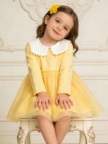 Balabala 2025 Autumn New Young Girl Sheer A-Line Dress - Custard - View 2