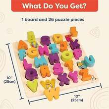B. Toys – Wooden Alphabet Puzzle – 26 Letter Pieces – Chunky Wooden Puzzle – Educational Toys for Toddlers, Kids – 18 Months + – Alpha Tical - Alfabetos - Ver 6
