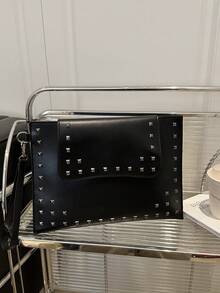 Niche Envelope Design Rivet Handbag, Women's New Stylish Simple Versatile Underarm Clutch Bag