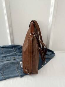 新款时尚大容量手提包，韩版单肩包，休闲通勤背包 - 棕色 - 查看 7