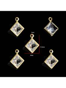 10个镶嵌锆石的几何吊坠饰品，镀金，DIY珠宝制作配件