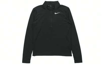  Nike Dri-Fit Pacer Solid Color Print Half-Pack Fit Stand Collar Long Sleeve Raglan Sleeve American Retro T-Shirt For Men