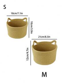 Handmade Woven Storage Basket, Rope Storage Box, Handmade Small Item Storage Box, Desktop Storage Basket, Cat Ear Shaped, Can Store Keys, Wallets, Toys, Small Items, Holiday Decor Basket, Room Decor, Home Accessories, Apartment Essential, Back To School & Travel Essential - Multicolor - View 11