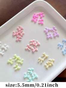 200个/包 马卡龙色3D蝴蝶结美甲饰品 - 多色 - 适用于DIY美甲、亚克力和树脂美甲 - 无异味，多功能美甲装饰配件，美甲装饰品 - 彩色 - 查看 8