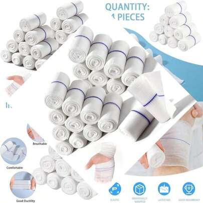 Gauze Bandage Rolls For Dressing All Types Of Wounds Individually Breathable Conforming Stretch Gauze Wrap With Blue Line