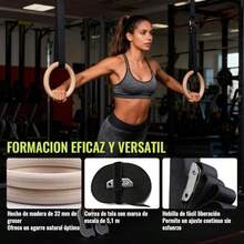 CHEHILL Anillos de Gimnasia 28/32mm con Correas Ajustables de 4.5/5.1m, Aros Gimnasia Entrenamiento Antideslizante, Anillas Calistenia Fitness en Casa, Dimension, Entrenamiento de Fuerza, Crossfit - 32 mm - Ver 4