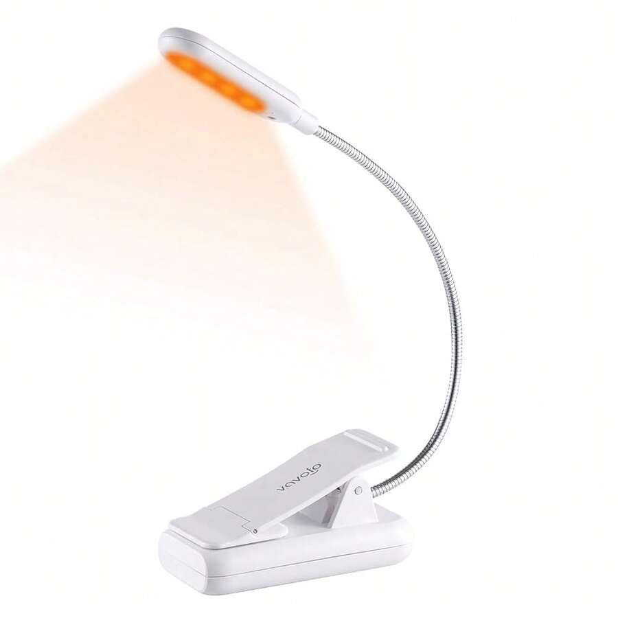 VAVOFO Clip On Rechargeable Reading Light, 7 LEDs With 3 Colortemperature 9 Brightness Levels Book Lights For Reading In Bed With Power Indicator For Bookworms Black (White1-Pack) - 1 gói màu trắng - Xem 1