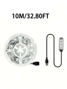 1卷RGB LED灯带,LED桌面装饰灯,自粘式,USB供电,家用照明LED灯带,多用途装饰灯,适用于节日、家居装饰、氛围照明、电视和电脑背光,建议长度1米至5米(无遥控器,按钮在数据线上) - 彩色光 - 查看 17