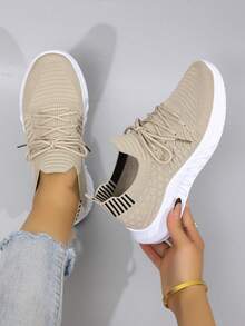 STEPREACH New Women Casual Sports Shoes, Mesh Breathable Comfortable Lightweight Non-Slip Slip-On Driving Shoes - Khaki - View 3