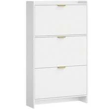 HEXCELEN Shoe Cabinet With 3 Doors, Shoe Rack, Narrow Shoe Cabinet, Adjustable, Shoe Storage, 18-24 Pairs, Large Capacity For Entryway, Hallway, Wardrobe, 24 X 76 X 138 Cm, White - 白色 - 查看 11