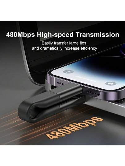 5-In-1 Keychain Fast Charging Data Cable - High-Speed Data Transfer & 60W Fast Charging, Compatible With IPhone 14/15/16/17/X/, OPPO, Vivo And More Devices. Compact Keychain Design For Easy Carrying, Includes Lightning To Type-C Adapter Compatible With IPhone 6/8/11/12