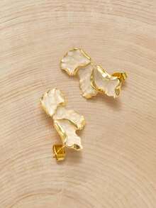 Glizzene Elegant Flower Earrings For Women Valentines,Mom,Mother,Mother's Day,Gift Valentine's Day - Beige - View 3