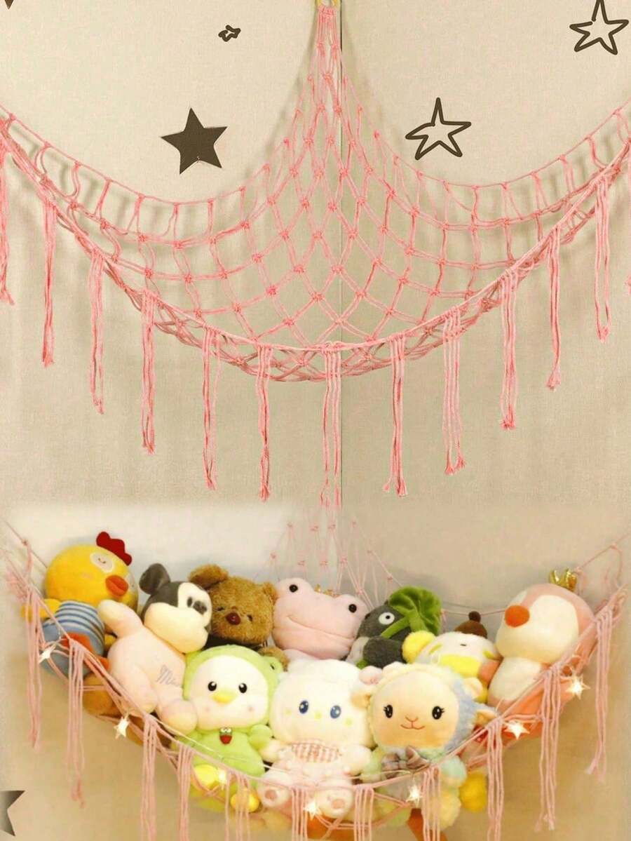Jaring Gantung Sudut untuk Boneka Plush Besar, Tas Penyimpanan Gantung Boneka Plush, Jaring Penyimpanan Dekorasi Dinding yang Lucu, Cocok untuk Dekorasi Kamar Tidur Anak dan Bayi - MultiWarna - View 1