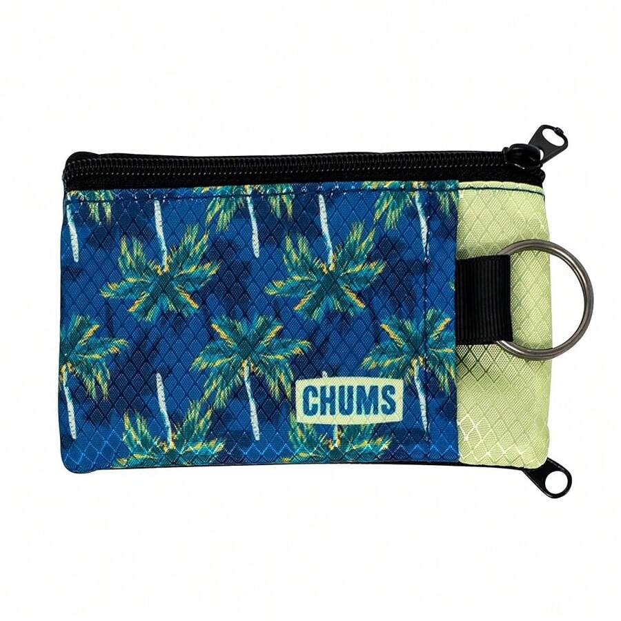 Chums Surfshorts Wallet - Lightweight Slim Wallet W/RFID BlocFKing Card - Zippered, Minimalist Wallet W/Key Ring - Patterns - palmtree - View 1
