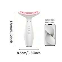 3-In-1 Red Light Neck & Face Massager, Facial Beauty Device, Facial Shaping Tool For Home Skin Care - White - View 4