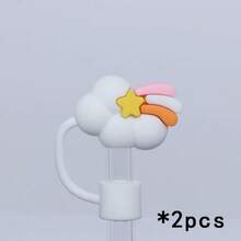 Cute & Playful Silicone Straw Lids, Dust-Proof, Leak-Proof, Anti-Choke Design, Suitable For Water Bottles, Tumblers, Travel Essentials - Pink - View 14