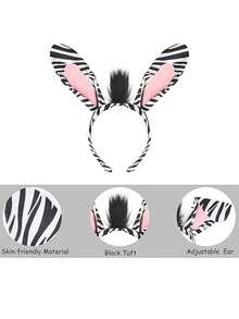 新款时尚个性可爱动物斑马耳朵发箍，嘉年华派对服装头饰，舞台表演化妆配饰