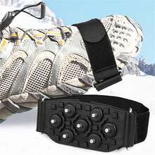 1Pair Ice Cleats Non-Slip 7 Teeth Spikes For Shoes Universal Fit Size 30-45 Winter Walking Hiking Snow - Black - View 4