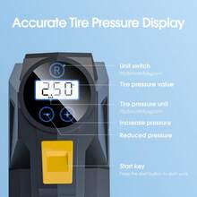 Carsun 150PSI Portable Air Compressor Tire Inflator, 12V-DC Digital Display, Auto Shut Off, ABS Material + Pure Copper Motor, 120W High Power, 3X Faster Inflation, With Air Nozzle & Fuse, Suitable For Car, Motorcycle, Ball, Air Cushion, Auto Parts, - Wired - View 7