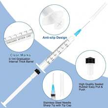 24 Pack 3ml  With Needle 23G 1" And Cap, Sterile Luer Lock Syringe Individually Packaged For Labs, Liquid Measuring, Pets,Oil, Glue - 3ml 23Ga - Xem 4