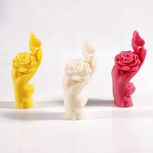 1个手指蝴蝶蜡烛硅胶模具，手持玫瑰石膏装饰品，树脂手工DIY模具，情人节和母亲节装饰品及创意手工礼物