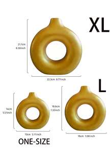 Zestaw skandynawskich, minimalistycznych, okrągłych wazonów, wazon na środek stołu weselnego, okrągły wazon w kształcie obręczy w stylu boho, nowoczesny, minimalistyczny, okrągły wazon odpowiedni na sztuczne, suszone kwiaty, odpowiedni do wystroju wnętrz, miękkich mebli, wystroju pokoju, wystroju salonu, dekoracji stołu, dekoracji stołu jadalnego, dekoracji, prezentów - Złoto - Zobacz 5