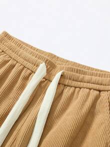 Men's Corduroy Lightweight Casual Trousers For Spring And Summer, Comfortable To Wear, With Drawstring And Pockets, Machine Washable. - Lạc đà - Xem 3