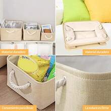 CYPNHONGHCL - Cestas de Almacenamiento de Tela para Organizar 3pcs Cestas Decorativas de Almacenamiento con Asas Cestas de Tela Organizadoras de Grandes de Plegable para Ropa Juguetes 35*25*17cm BeigeFashion - Beis - Ver 4