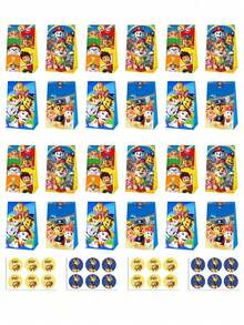 Paw Patrol 汪汪队立大功主题生日派对装饰纸质礼品袋，共81624个，包含Chase、Skye、Rubble、Zuma图案的礼品袋和糖果袋，适合生日和节日糖果袋及礼品袋，非常适合生日礼物包装、派对节日纸袋，也适合圣诞节和万圣节纸质礼品收纳袋。 - 彩色 - 查看 1