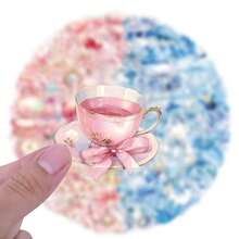 125张粉蓝色透明PET薄膜贴纸，色彩鲜艳，美观大方，适用于水瓶、日记本、笔记本电脑、行李箱、保险杠、手机、剪贴簿、滑板车、头盔、汽车等，卡通贴纸和装饰贴花 - 彩色 - 查看 5