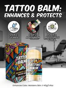 IOIOKISS 40克纹身护理霜，纹身膏棒，深层滋润滋养，恢复纹身色彩，防止褪色和开裂，舒缓敏感肌肤，促进愈合，天然温和，适用于新旧纹身，人体彩绘护理，便携装