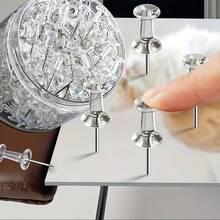 50/100/200pcs Assorted Push Pins, Multicolor Plastic Thumb Tacks, For Soft Cork Board, Office & School Supplies, Back To School, Home & Office Essentials - Transparent - View 8