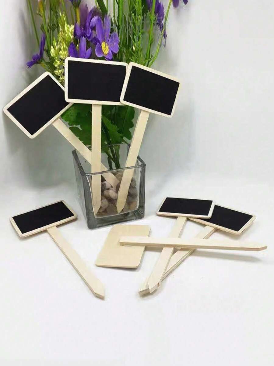 Nhãn cây trồng hình chữ T, bảng đánh dấu cây giống, thẻ tên cây bằng gỗ, bảng phấn sáng tạo, thẻ giá cửa hàng hoa, đồ trang trí tiệc cưới. - Nhiều màu - Xem 1