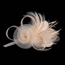 CHIC DIARY Fascinators For Women Tea Party Hat Headband Clip Hats Wedding Flower Feather Headpiece For Cocktail Party - 香檳色 - 查看 6