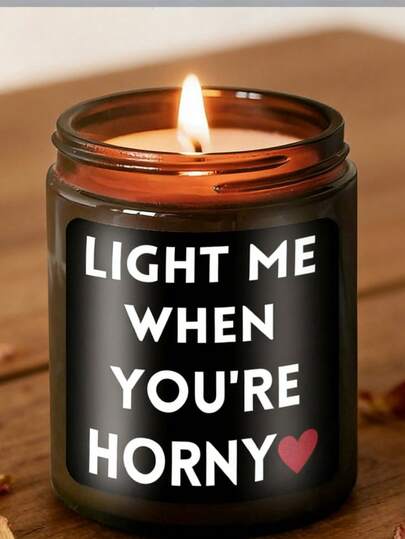 1pc Candle In Tin, Valentine's Gift, "Light Me Up When You're Excited" Funny Candle, Gift For Boyfriend, Brother, Husband, Funny & Unique, Essential For Anniversary, Birthday, Home Decor, Candle Ornament, Decorative Candle, Soy Candle, Gift For Girlfriend, Gift For Women, Candle Home Decor, Candle