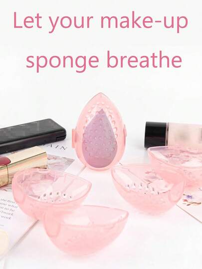 1pc/5pcs /10pcsTravel Portable Beauty Egg Storage Box Sponge Breathable, Mold Proof, Moisture Proof With Pores Makeup Products Storage Tool