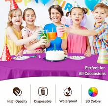 Fexquisitess 12-Pack Premium Plastic Tablecloth 84in. Round Table Cover - Magenta - 品紅 - 查看 6