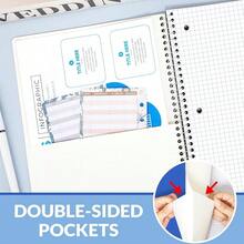 Cuaderno espiral, 1 materia, papel cuadriculado, 8" X 10-1/2", 100 hojas por cuaderno, papel perforado de 3 agujeros, cubierta resistente al agua, cuadernos de espiral cuadriculados para trabajo, hogar, escuela, escritura, azul - Azul - Ver 8