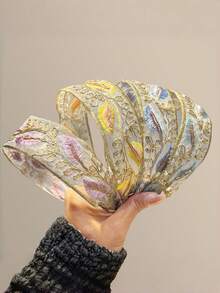 1pc Countryside Style Embroidered Leaf Wide Headband, Sweet & Versatile Mesh Breathable Hairband For Teens, Daily Use