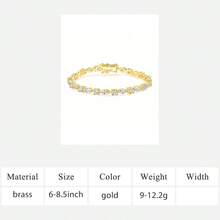 MDFUN 1条经典优雅高端3.5毫米+3*6毫米锆石金手链，适合女士日常及节日佩戴，珠宝礼品 - 金色 - 查看 7