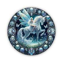 1pc Charming Unicorn Girl Round Wall Art - Ideal For Home, Office, Cafe And Garage Decor - Multicolor - View 6