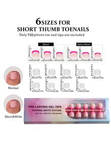 150 adesivos para unhas dos pés - Manicure em gel macio, 5 cores foscas Dopamine disponíveis, ideais para decoração de unhas no verão. - Multicolorido - Ver 5