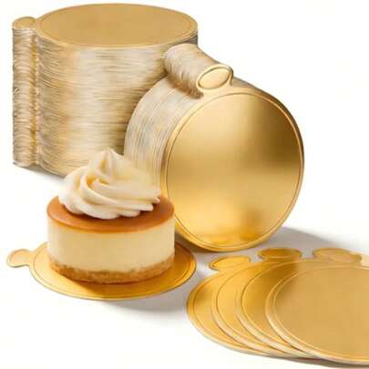 CYPNTissting 100 Piezas 9cm Tableros Dorados para TartasMinicartón Redondo para Tartas Bandeja para Exhibir Postres y Cupcakes para Mousse Cupcakes Postres y Decoración de TartasFashion