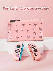 1个粉色蝴蝶结爱心设计保护套/收纳包/底座，适用于Switch2 (2025)/Switch/Switch OLED/Switch Lite，兼容Switch2/Switch OLED/NS/Lite，左右Joy-Con手柄保护套可拆卸，Switch玩家的最佳礼物 - 彩色 - 查看 5