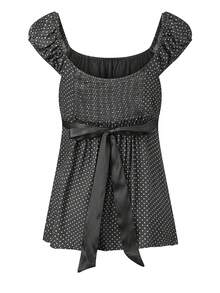 Women Y2k Babydoll Shirt Fairy Grunge Scoop Neck Cap Sleeve Polka Dot Tie Back Flowy Slim Fit Tee Vintage Aesthetic Ruffle Short Sleeveless 90s Preppy T-Shirts Teen Girls Going Out Tops Club Streetwear - 黑色 - 查看 6
