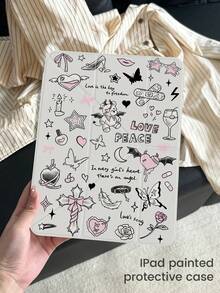 Cute Cartoon Bear, Butterfly, Letter, Star, Bow Heart Patterned Double-Sided Acrylic Transparent Crystal Back Cover, Shock-Resistant , Suitable Compatible With Ipad 7th, 8th And 10th Generation (10.2 Inch). It Has A Built-In Pen Slot And Supports Sleep/Wake Function. An Ideal Gift For Valentine's Day And Holidays.