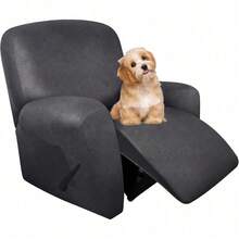 Trugenix-Recliner Sofa Covers - Leather Like Recliner Sofa Covers 3 Seater Recliner Couch Covers For 3 Cushion Couch 8 Pieces Washable Stretch Reclining Sofa Slipcovers (Brown)-GP - 01-深灰色 - 查看 8