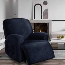 Trugenix-Recliner Sofa Covers - Leather Like Recliner Sofa Covers 3 Seater Recliner Couch Covers For 3 Cushion Couch 8 Pieces Washable Stretch Reclining Sofa Slipcovers (Brown)-GP - 02-海軍藍 - 查看 2