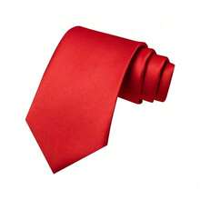1pc Men's Solid Color Necktie, Black 8cm Formal Business Tie, Perfect For Wedding Casual Men Necktie - 紅色 - 查看 4