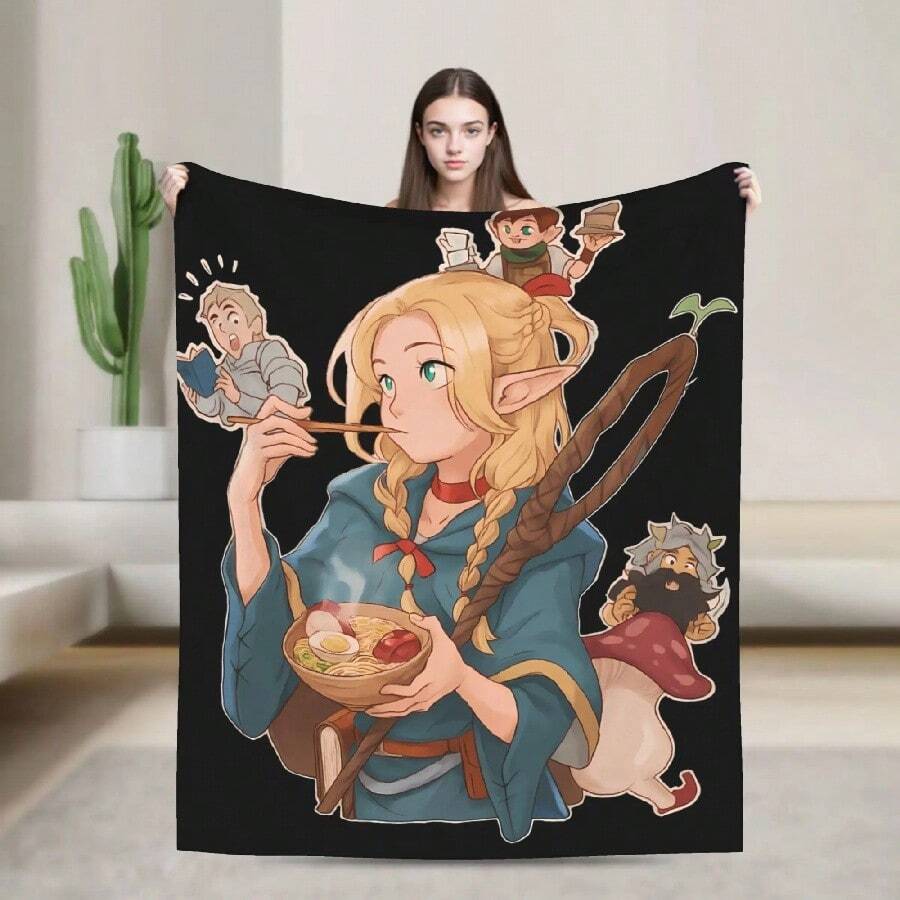 Dungeon Meshi Anime Marcille Laios Blanket Quality Warm Soft Throw Blanket Autumn S Outdoor Funny Bedspread(8).Jpg - trắng - Xem 1